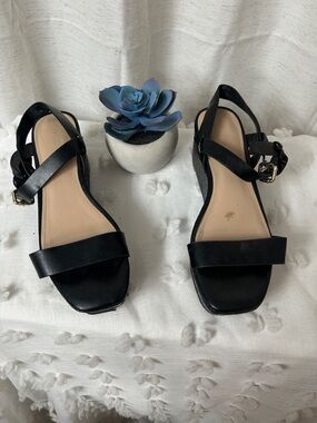 Aldo Black Strappy Low-Heel Sandals